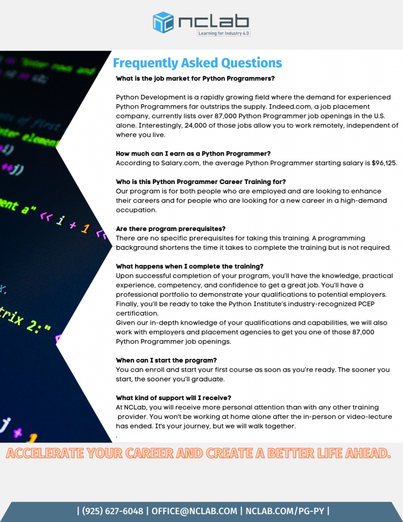 Python Developer career training brochure - NCLab